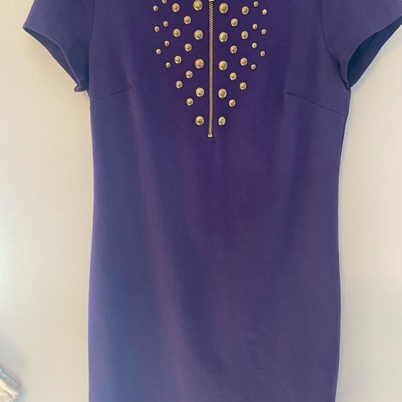 Michael Kors Purple Gold Embellished Dress Sz M - Picture 2 of 4